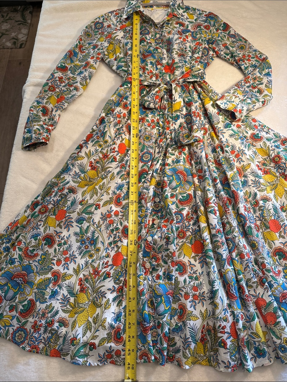 Fabulous Boden Midi Kitty Shirt Dress with Long Sleeves and Tie Waist - Picture 5 of 7
